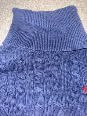 Ralph Lauren Sport Navy Cable-Knit Turtleneck Sweater Men’s Large
